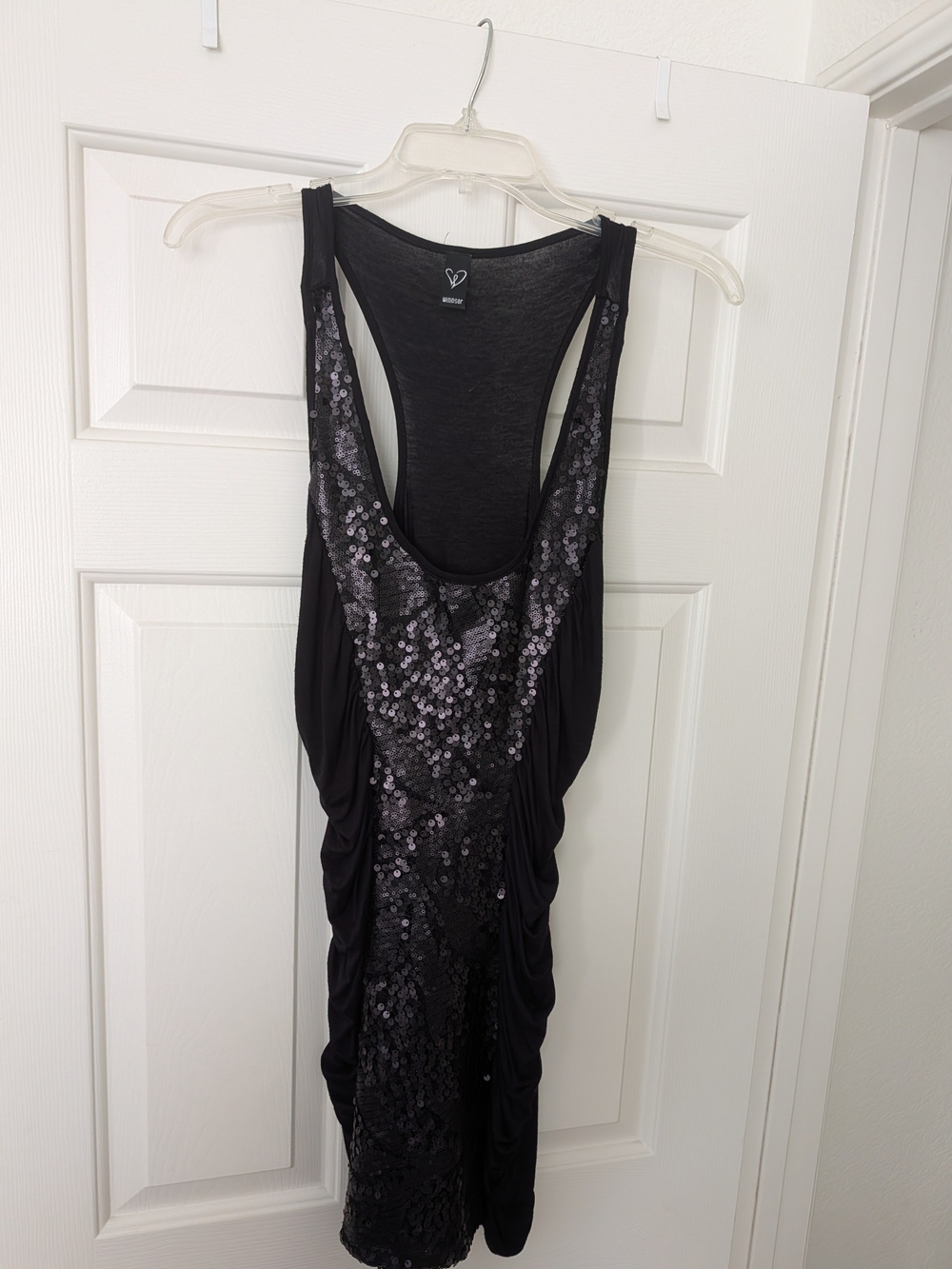 Windsor Sequin Ruched Maxi Dress in Black Like New